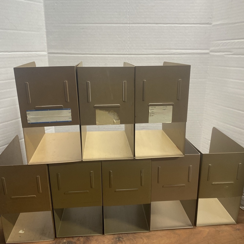 Lot 8 Vintage Gaylord Steel Metal Magazine File Holder Tan Beige Industrial